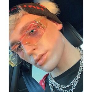 Shield Sunglasses Mirrored Lens Rivets Accents Fashion Trendy Men‎ Women Gafas